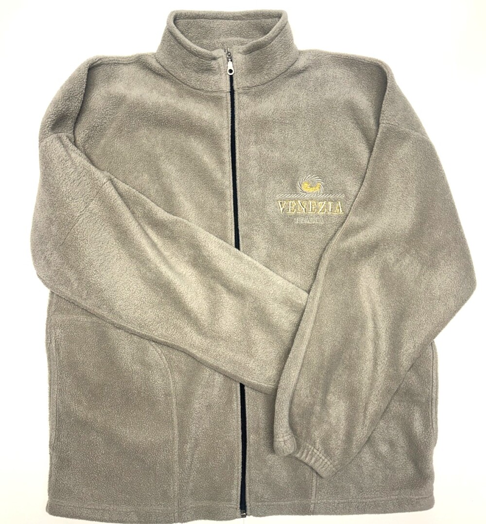 Vintage Venezia Italia Tan Fleece Souvenir Zip Jacket Lemon Strike Large